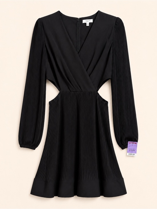 Milly Dresses & Skirts - Milly Winnie Black Cutout Pleated Mini Dress NWT Size 6